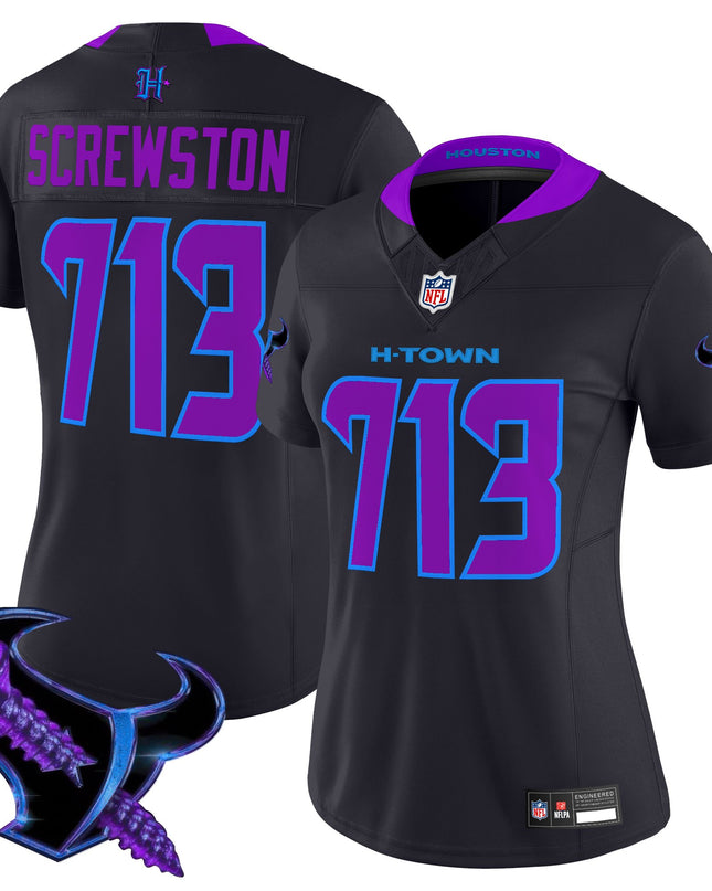 Women's Houston Texans 2025 DJ Screw Vapor Limited Jersey - All Stitched