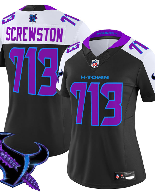 Women's Houston Texans 2025 DJ Screw Vapor Limited Jersey - All Stitched