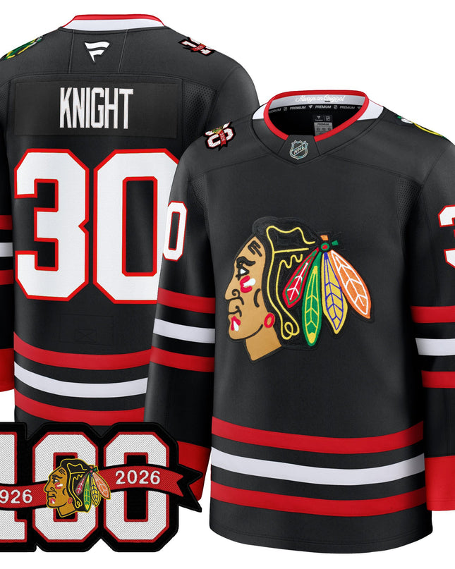 Men's Chicago Blackhawks 2025/26 Premium Jersey - 100th Anniversary Patch -All Stitched