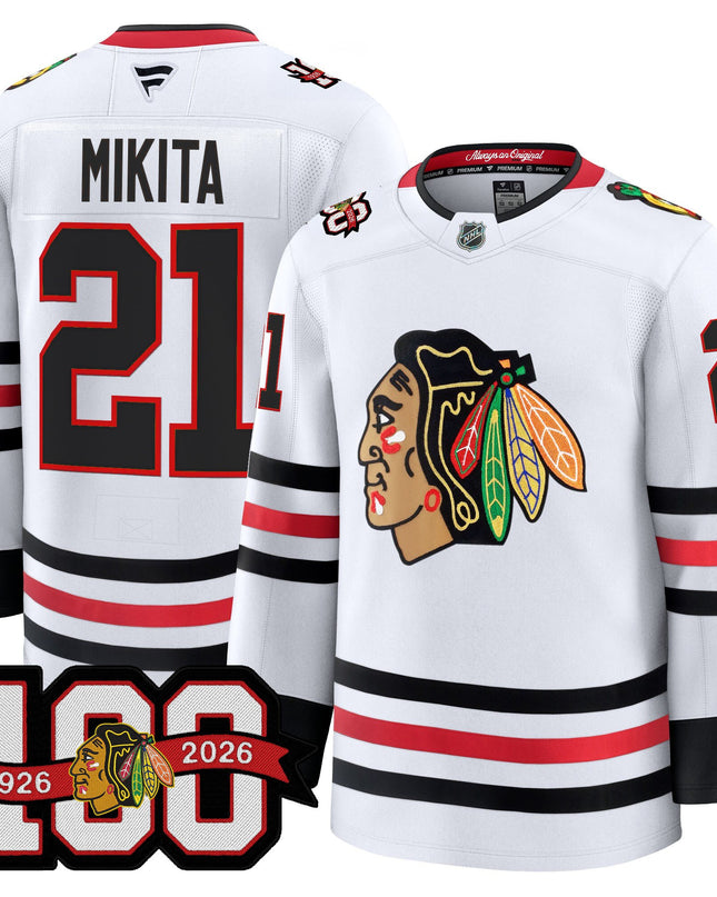 Men's Chicago Blackhawks 2025/26 Premium Jersey - 100th Anniversary Patch -All Stitched