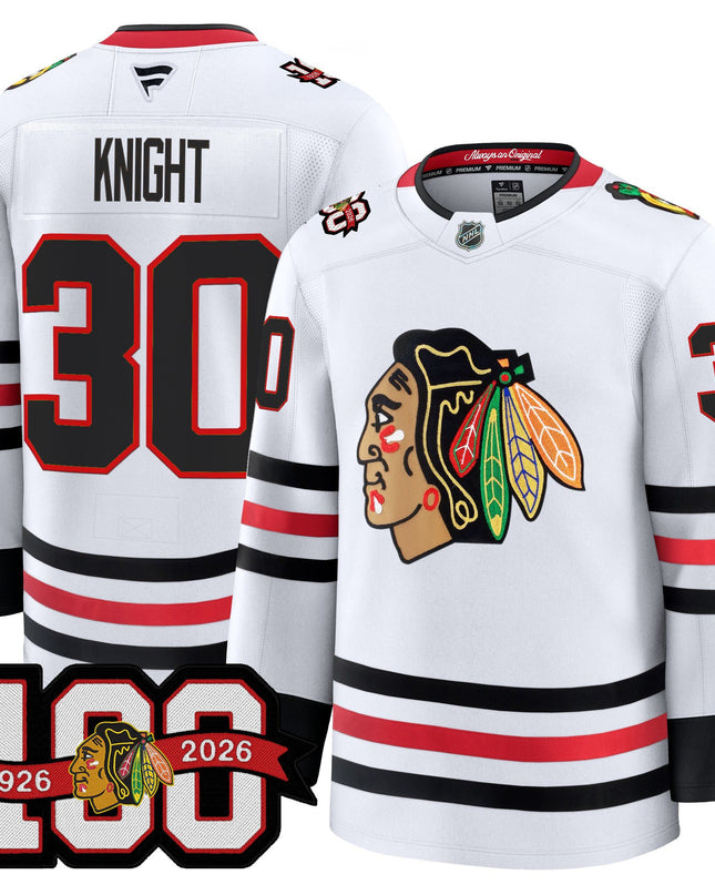 Men's Chicago Blackhawks 2025/26 Premium Jersey - 100th Anniversary Patch -All Stitched