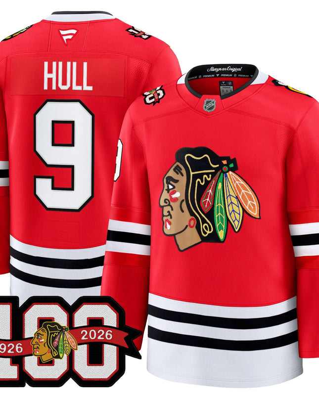Men's Chicago Blackhawks 2025/26 Premium Jersey - 100th Anniversary Patch -All Stitched