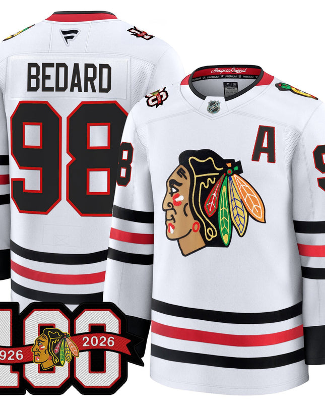 Men's Chicago Blackhawks 2025/26 Premium Jersey - 100th Anniversary Patch -All Stitched