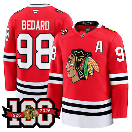 Men's Chicago Blackhawks 2025/26 Premium Jersey - 100th Anniversary Patch -All Stitched