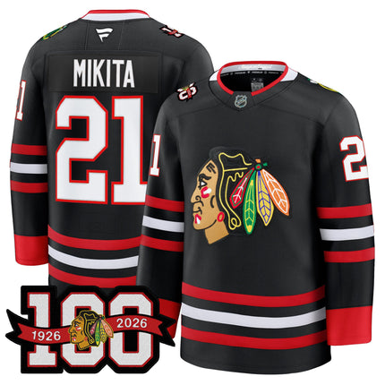 Men's Chicago Blackhawks 2025/26 Premium Jersey - 100th Anniversary Patch -All Stitched