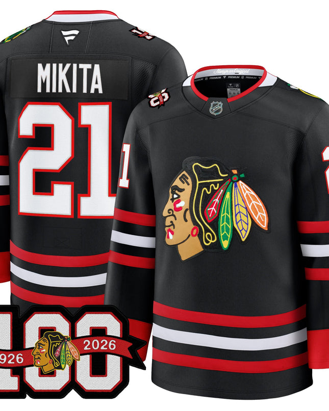 Men's Chicago Blackhawks 2025/26 Premium Jersey - 100th Anniversary Patch -All Stitched