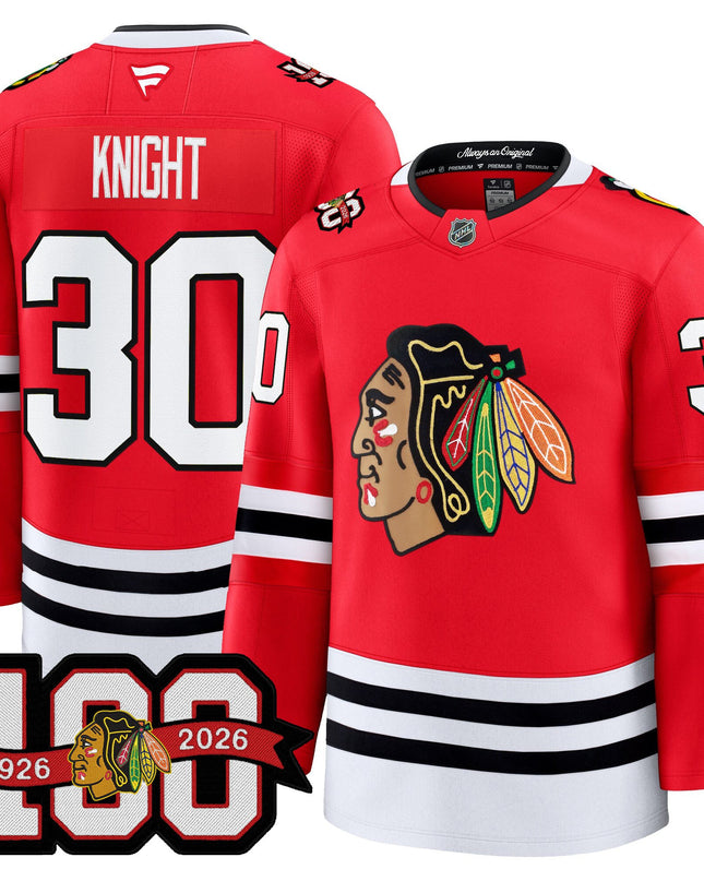 Men's Chicago Blackhawks 2025/26 Premium Jersey - 100th Anniversary Patch -All Stitched