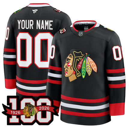 Chicago Blackhawks 2025/26 Premium Custom Jersey - 100th Anniversary Patch -All Stitched