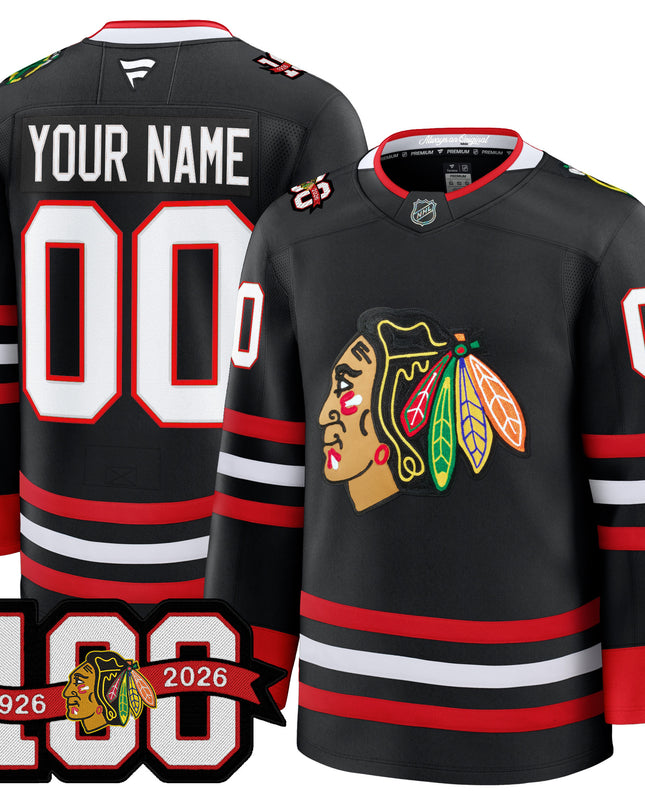 Chicago Blackhawks 2025/26 Premium Custom Jersey - 100th Anniversary Patch -All Stitched