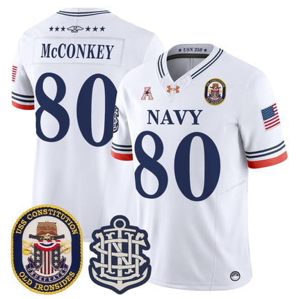 Men's Navy Midshipmen 250th Anniversary Vapor Limited Jersey - USS Constitution Patch - Stitched