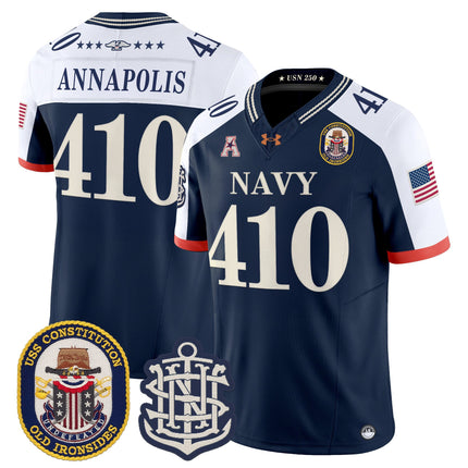 Men's Navy Midshipmen 250th Anniversary Vapor Limited Jersey - USS Constitution Patch - Stitched