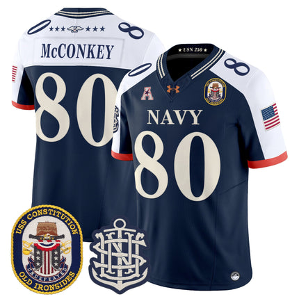 Men's Navy Midshipmen 250th Anniversary Vapor Limited Jersey - USS Constitution Patch - Stitched