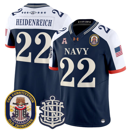 Men's Navy Midshipmen 250th Anniversary Vapor Limited Jersey - USS Constitution Patch - Stitched