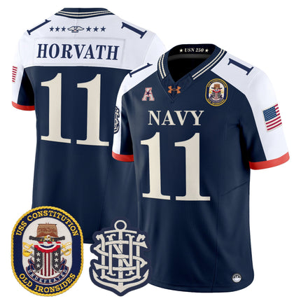 Men's Navy Midshipmen 250th Anniversary Vapor Limited Jersey - USS Constitution Patch - Stitched