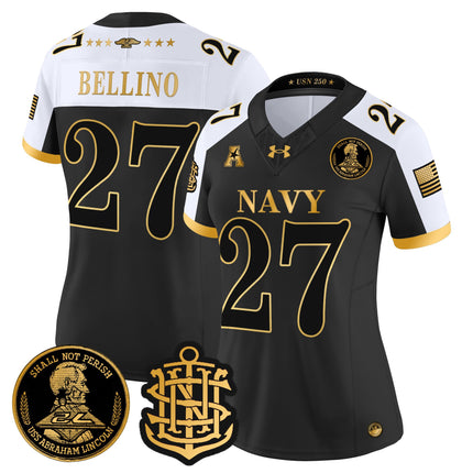 Women's Navy Midshipmen 250th Anniversary Gold Vapor Limited Jersey - All Stitched