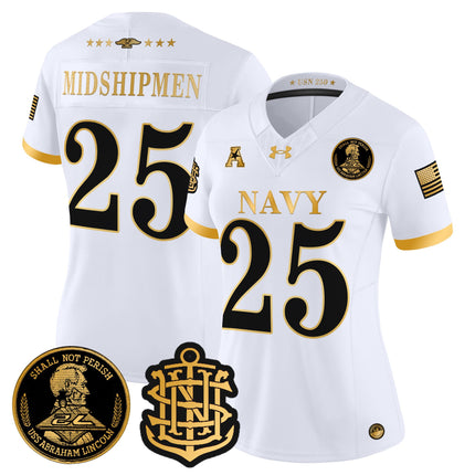 Women's Navy Midshipmen 250th Anniversary Gold Vapor Limited Jersey - All Stitched