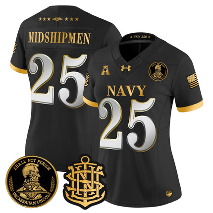 Women's Navy Midshipmen 250th Anniversary Gold Vapor Limited Jersey - All Stitched