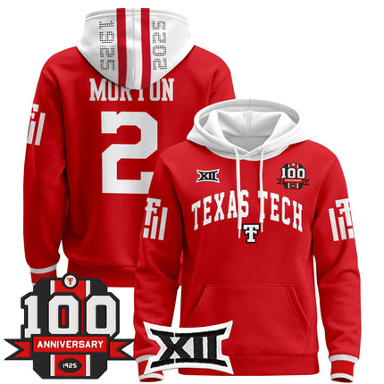 Men's Texas Tech Red Raiders 2025 Premium Pullover Hoodie - 100th Anniversary Patch - All Stitched