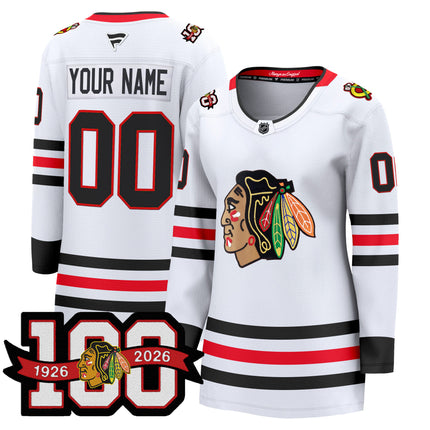 Chicago Blackhawks 2025/26 Premium Custom Jersey - 100th Anniversary Patch -All Stitched