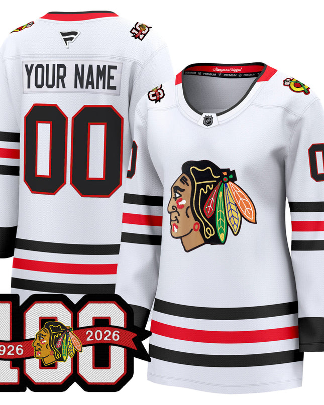 Chicago Blackhawks 2025/26 Premium Custom Jersey - 100th Anniversary Patch -All Stitched