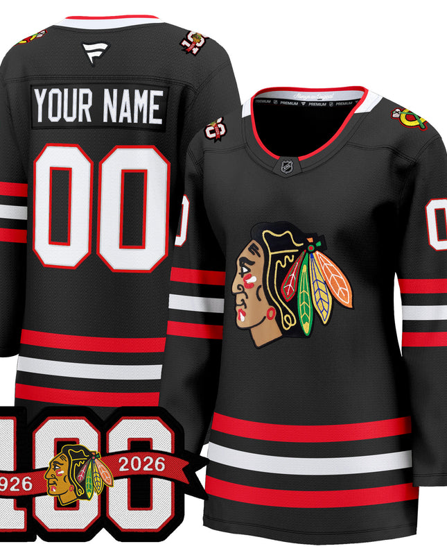 Chicago Blackhawks 2025/26 Premium Custom Jersey - 100th Anniversary Patch -All Stitched