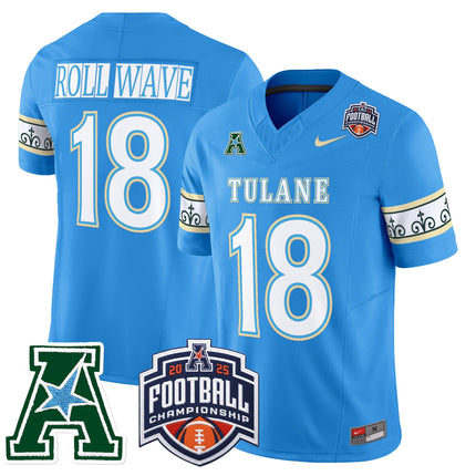 Men's Tulane Green Wave 'City Edition' Vapor Limited Jersey - 2025 AAC Championship Patch - All Stitched