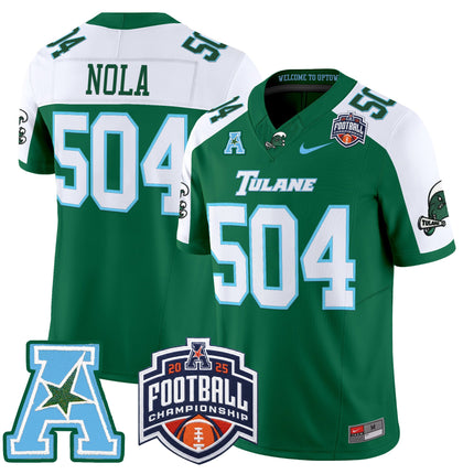 Men's Tulane Green Wave 2025 AAC Championship Vapor Limited Jersey - All Stitched