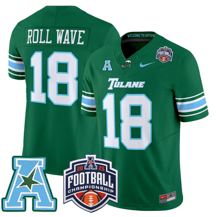 Men's Tulane Green Wave 2025 AAC Championship Vapor Limited Jersey - All Stitched