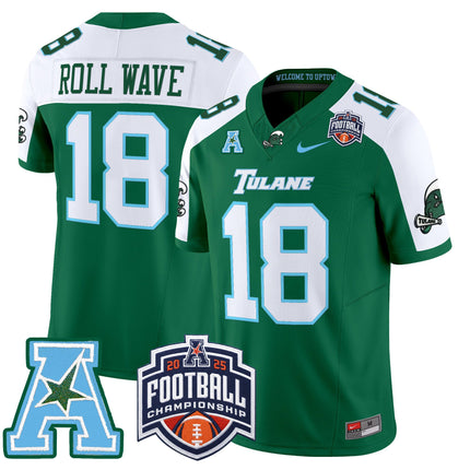 Men's Tulane Green Wave 2025 AAC Championship Vapor Limited Jersey - All Stitched