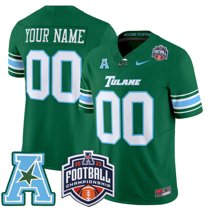 Tulane Green Wave 2025 AAC Championship Vapor Limited Custom Jersey - All Stitched