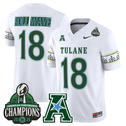 Men's Tulane Green Wave 'City Edition' Vapor Limited Jersey - 2025 AAC Champions Patch - All Stitched