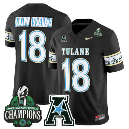 Men's Tulane Green Wave 'City Edition' Vapor Limited Jersey - 2025 AAC Champions Patch - All Stitched