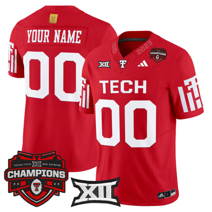 Texas Tech Red Raiders 2025 Big 12 Champions Vapor Limited Custom Jersey - All Stitched