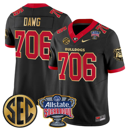 Men's Georgia Bulldogs Sugar Bowl Patch Vapor Limited Jersey - All Stitched