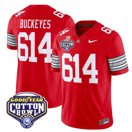 Men's Ohio State Buckeyes 'Heritage Stripe' Vapor Limited Jersey - 2025 Cotton Bowl Patch - All Stitched