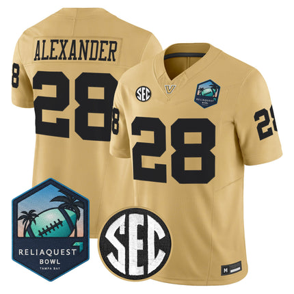 Men's Vanderbilt Commodores 2025 ReliaQuest Bowl Vapor Limited Jersey - All Stitched