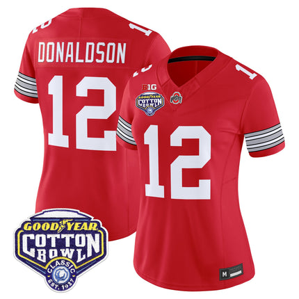 Women's Ohio State Buckeyes 'Heritage Stripe' Vapor Limited Jersey - 2025 Cotton Bowl Patch - All Stitched