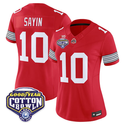Women's Ohio State Buckeyes 'Heritage Stripe' Vapor Limited Jersey - 2025 Cotton Bowl Patch - All Stitched