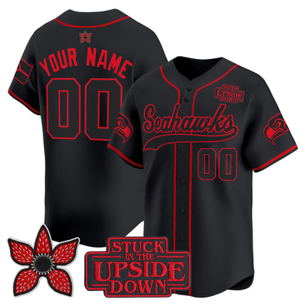 Seattle Seahawks 'Stranger Things Edition' Vapor Baseball Custom Jersey - All Stitched
