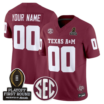 Texas A&M Aggies 2025 Playoff First Round Vapor Limited Custom Jersey - All Stitched