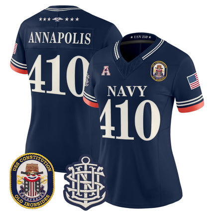Women's Navy Midshipmen 250th Anniversary Vapor Limited Jersey - USS Constitution Patch - Stitched