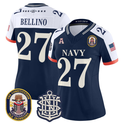 Women's Navy Midshipmen 250th Anniversary Vapor Limited Jersey - USS Constitution Patch - Stitched