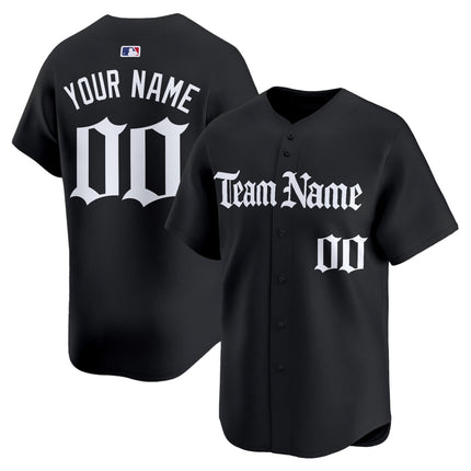 Black White Gothic Custom Baseball Jersey