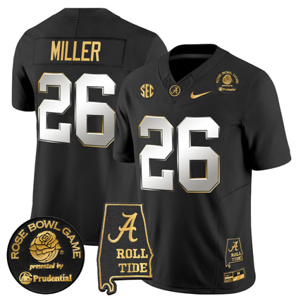 Men's Alabama Crimson Tide 2025 Rose Bowl Gold Vapor Limited Jersey - Alabama Map - All Stitched