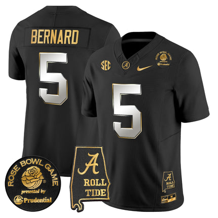 Men's Alabama Crimson Tide 2025 Rose Bowl Gold Vapor Limited Jersey - Alabama Map - All Stitched