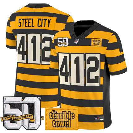 Pittsburgh Steelers Bumblebee 50th Terrible Towel Vapor Limited Jersey - All Stitched