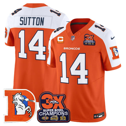 Men's Denver Broncos Throwback Vapor Limited Jersey - 3-Time Champions Patch - All Stitched
