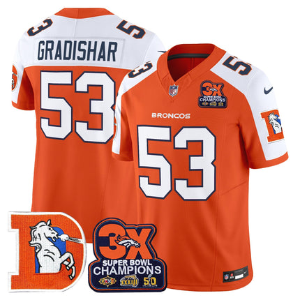 Men's Denver Broncos Throwback Vapor Limited Jersey - 3-Time Champions Patch - All Stitched