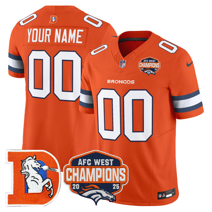 Denver Broncos Throwback Vapor Limited Custom Jersey - 2025 AFC West Division Champions Patch - All Stitched