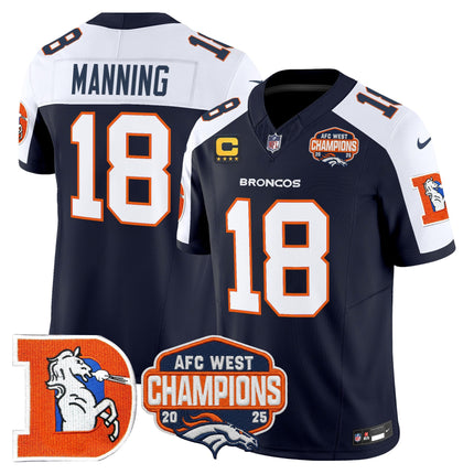 Men's Denver Broncos Throwback Vapor Limited Jersey - 2025 AFC West Division Champions Patch - All Stitched